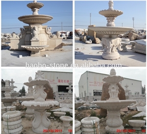 Natural Bilecik Beige Marble Large Outdoor Garden Water Fountains Manufacture, Exterior Water Features China Factory