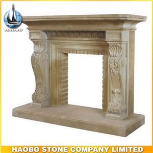 Sandstone Antique Fireplace Mantel for Sale Hand Carved, Yellow Sandstone Fireplace Mantel