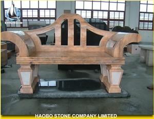 Wanxia Red Marble Garden Bench, Sunglow Red Marble Bench