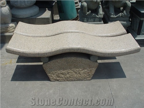 Wanxia Red Marble Garden Bench, Sunglow Red Marble Bench