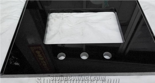 Black Granite Vanity Tops, China Balck Granite Bathroom Countertops, Polished Balck Stone Bath Top, Bathroom Vanity Tops, Good Quality Vanity Top, Custom Vanity Tops
