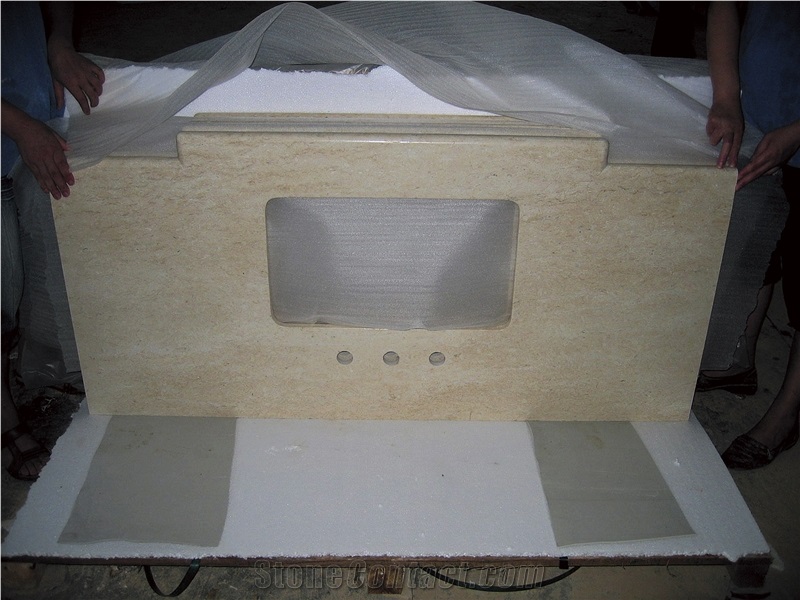 China Beige Marble Bath Tops,Yellow Stone Bathroom Vanitytops,Mable Countertops&Vanitytop,Bathroom Countertops&Vanity Tops,Custom Vanity Tops,Beige Marble Sink Tops&Bathtops