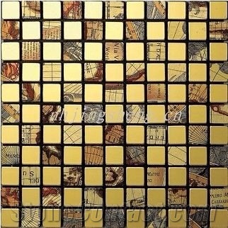 China Factory Price Metal Mosaic Tile for Floor Paving and Wall Cladding,Gold Color Stainless Steel Mosaic Design,Wholesaler-Xiamen Songjia