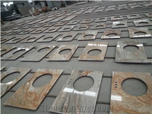 China G682 Yellow Granite Vanity Tops, New China Natural Bathroom Countertops Vanity, Beige Stone Vanity Top, Bathroom Vanity Tops, Custom Vanity Tops, Washing Basin Tops, Bathroom Countertops