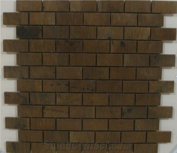 China Mosaic Factory, Brown Slate Mosaic for Floor Paving and Wall Cladding,Wholesaler-Xiamen Songjia