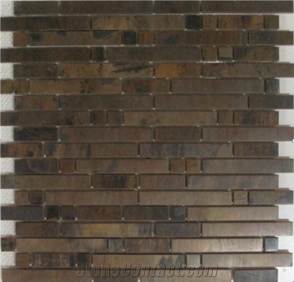 China Mosaic Factory, Brown Slate Mosaic for Floor Paving and Wall Cladding,Wholesaler-Xiamen Songjia