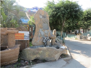 China Natural Stone Garden Fountain Design for Garden Decoration,Wall Mounted Exterior Fountain,Good Price and High Quantity in Xiamen Songjia