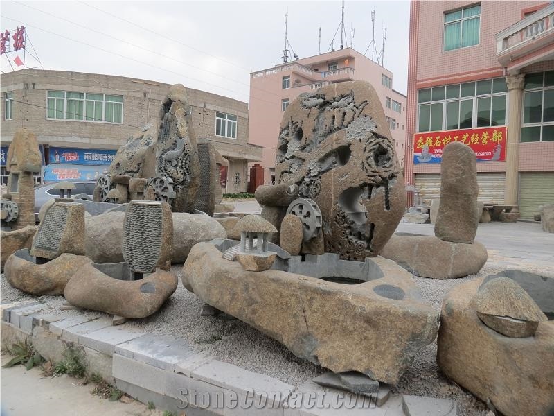 China Natural Stone Garden Fountain Design for Garden Decoration,Wall Mounted Exterior Fountain,Quarry Owner-Xiamen Songjia