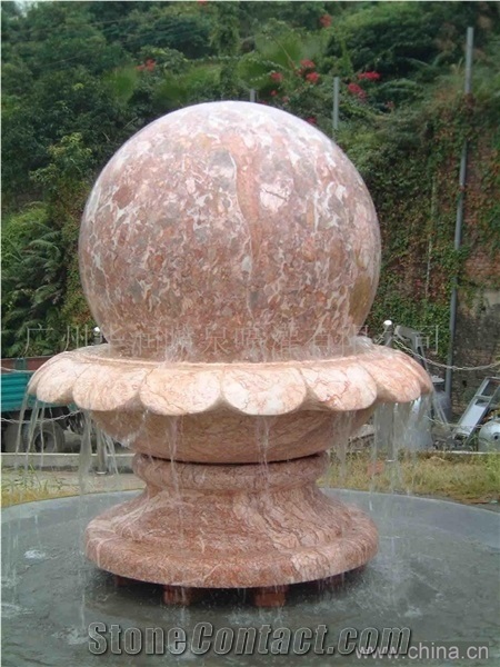 Fountain Ball, Fengshui Ball Fortune Ball, Red Granite Fountain,Garden Water Fountain,Red Stone Water Fountain, Polished Ball Fountain, Exterior Sculptured Fountain,Outdoor Sculptured Fountains