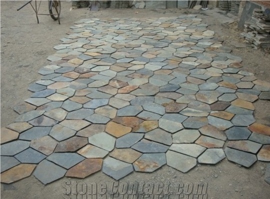 Irregular Slate Paving Stone, Irregular Flagstones, Flagstone Road Paving, Flagstone Walkway Pavers, Random Flagstone, Flagstone Wall & Courtyard, Rusty Flagstone Paving Tiles