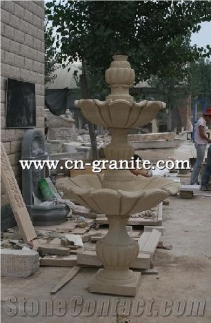 Marble Fountains,Garden Fountains,Exterior Stone Fountains,China Beige Stone Fountains,Water Features,Good Quality Fountains