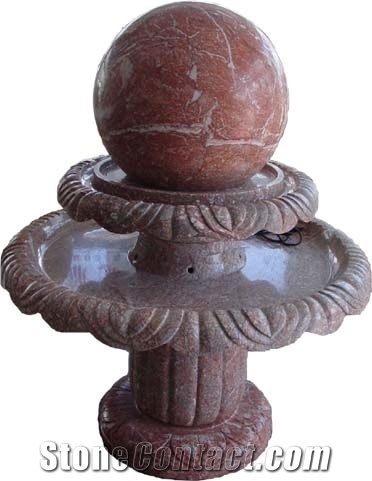 Red Granite& Marble Fountains,Garden Fountains,Exterior Stone Fountains,China Beige Stone Fountains,Water Features,Good Quality Fountains