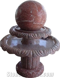 Red Granite& Marble Fountains,Garden Fountains,Exterior Stone Fountains,China Beige Stone Fountains,Water Features,Good Quality Fountains