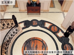 Round Flooring Pattern, Square Medallion, Waterjet Medallions,Marble Medallion, Art Marble Flooring,Multicolor Mesh Mounted Medallion Pattern ,Indoor Decoration,China Home Decor Medallion