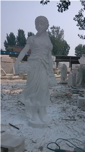 White Matble Stone Religion Virgin Mary Sculpture , Hand Carved Mary Garden Statue