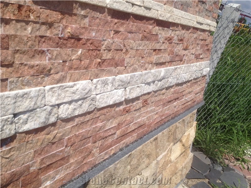 Cultural Stone Tiles, Romanit Pink Sandstone Cultured Stone, Pink Sandstone Stacked Stone Veneer