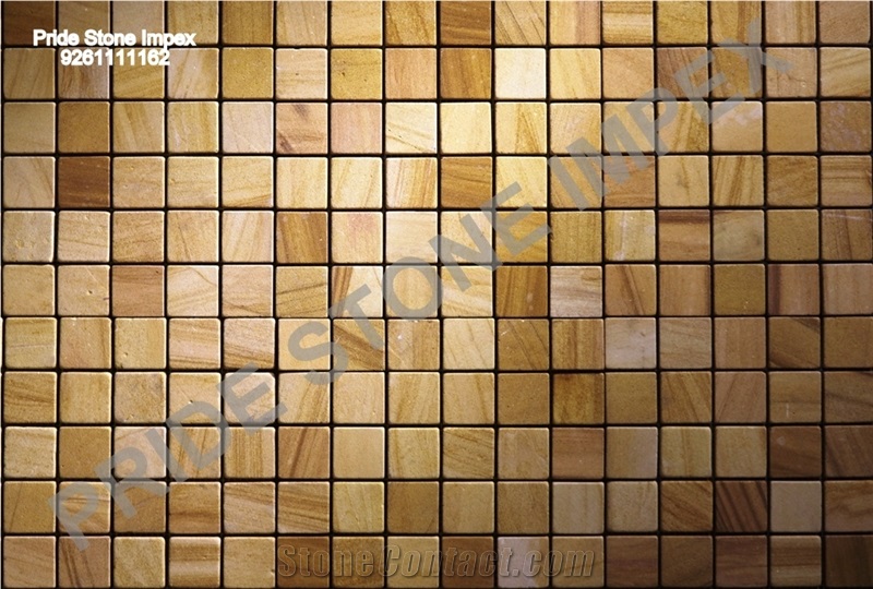 Natural Stone Tiles, Beige Sandstone Wall Mosaic, Polished Mosaic