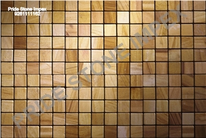 Natural Stone Tiles, Beige Sandstone Wall Mosaic, Polished Mosaic