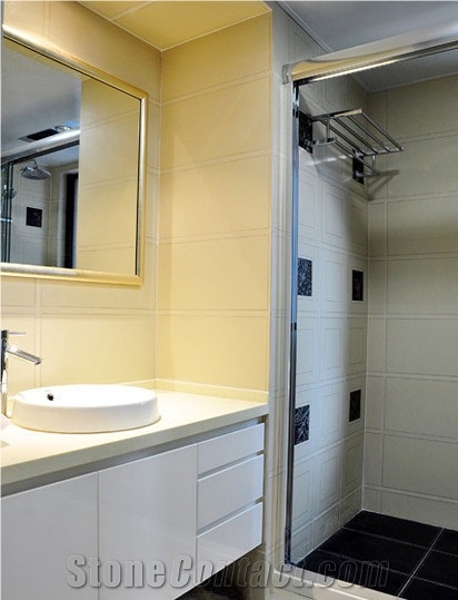 Bestone Quartz Stone Slab for Pre-Fabricated Vanity Tops with Various Edge Profiles
