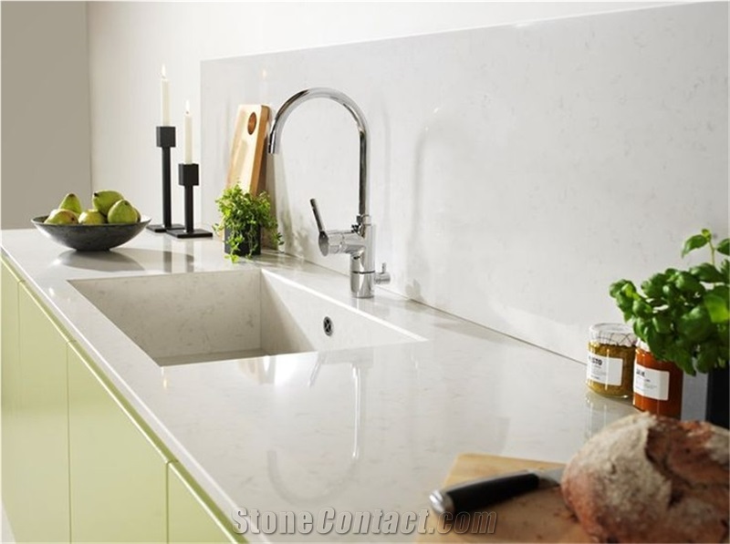 Bestone Quartz Stone Slab for Pre-Fabricated Vanity Tops with Various Edge Profiles