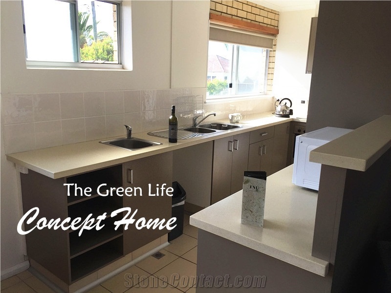 Bst Beige Quartz Stone Kitchen Countertops Surfaces Including Stain,Scratch and Water Resistance with a Variety Of Edge Profile Opotion