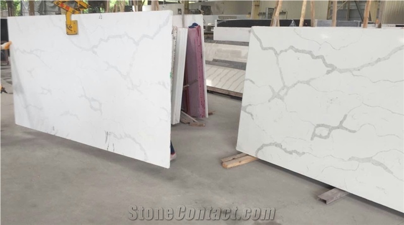 Calacatta White Manmade Artificial Marble High Gloss and Hardness 2/3cm Thick Slabs