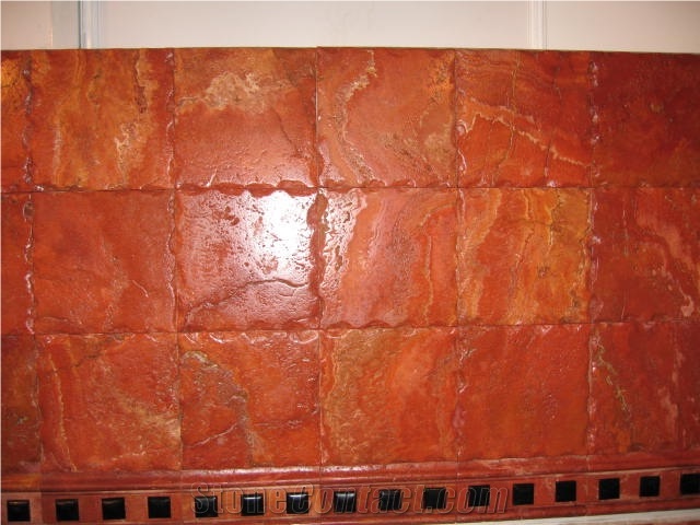Red Travertine Tile & Slabs, Polished Travertine Floor Tiles, Flooring Tiles
