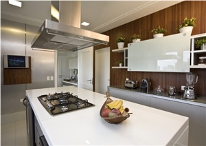 White Nano Crystallized Glass Custom Kitchen Countertops