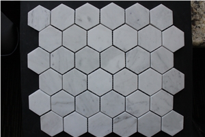 Bianco Carrara Marble Mosaic, Hexagon Mosaic, Floor/Wall Mosaic