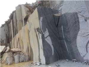 Black Lines Marble Block, Ancient Wood Grain Block, Cafe Argento Marble Block