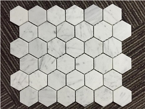 Cararra White Mosaic/Italy White Marble Mosaic/Hexagon White Mosaic/Polished Mosaic for Wall Cladding