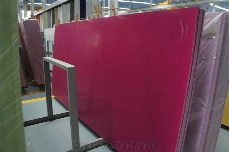 China Pure Rosy Artifical Quartz Slabs,Poblished Quartz Stone, Solid Surface Quartz
