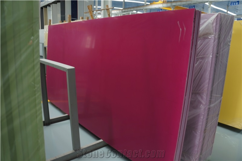 China Pure Rosy Artifical Quartz Slabs,Poblished Quartz Stone, Solid Surface Quartz