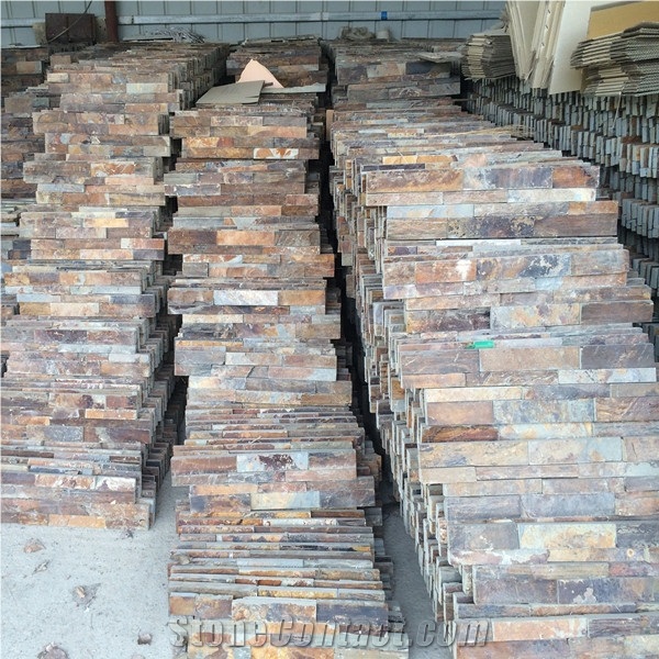 China Rust Slate Culture/Cultural Stone, Wall Cladding, Wall Cladding Stone, Corner Stone, Rusty Slate Ledge Stone