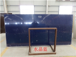 Crystal Blue Quartz Stone Slabs, Enginered Stone, High Quality Manmade Stone, Solid Surfaces Polished Quartz Stone Slabs