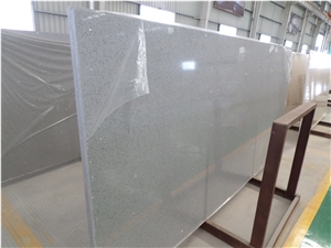 Crystal Light Grey Quartz Stone Slabs, Manmade Quartz Stone Slabs, High Quality Quartz, Solid Surface Polished Slabs