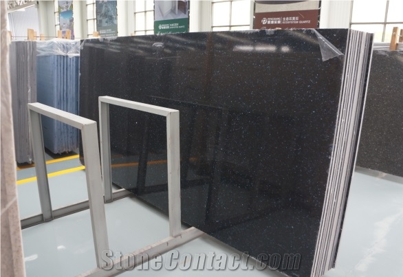 Crystal Shining Blue Quartz Slabs, Manmade Polished Quartz Stone, High Quality Quartz Slabs from China
