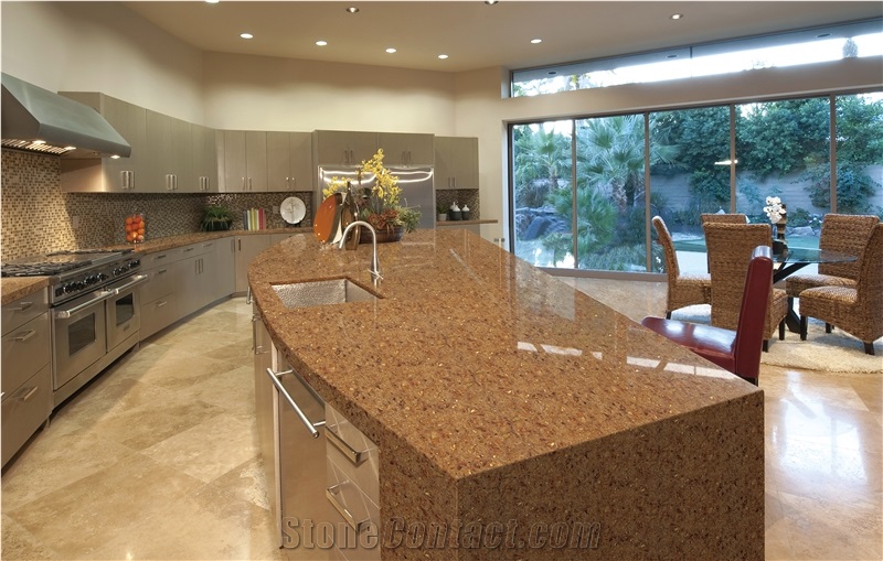Crystal Shining Golden Quartz Stone Slab