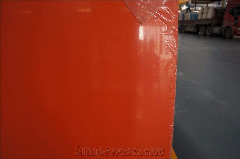 Dark Orange Quartz Slabs,China Engineered Quartz Stone,Polished Quartz Stone Slabs