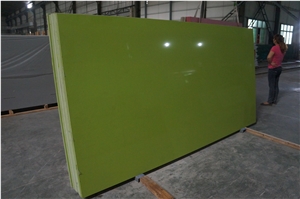 Engineered Quartz Stone Slabs, Pure Green Quartz Stone Tiles