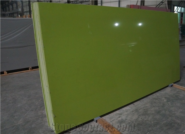 Pure Green Quartz Slabs, Quartz Stone