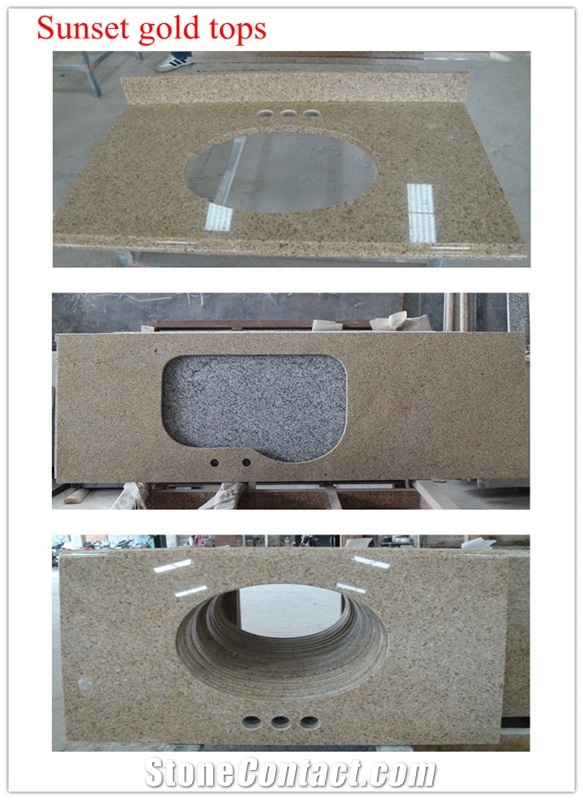 Sunset Yellow Granite Kitchen Countertops, Golden Peach,Sunset Gold,G682,Chinese Yellow Granite,Cheap Granite, Polished Tops,Golden Granite Vanity Tops