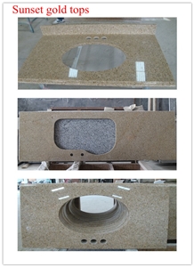 Sunset Yellow Granite Kitchen Countertops, Golden Peach,Sunset Gold,G682,Chinese Yellow Granite,Cheap Granite, Polished Tops,Golden Granite Vanity Tops