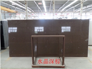 Xy1815 Crystal Dark Brown Quartz Stone Slabs, Polished Quartz Stone, Engineered Quartz Slabs from China