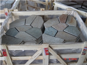 Chinese Rusty Slate Crazy Paving, Slate Net Paste Flagstone