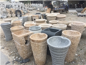 Bathroom Sink with Stand,Natural Stone Vessel Sink Stands with Wash Basin