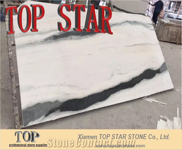 China Panda White Marble Slabs & Tiles,Polished White Color Marble with Black Veins for Hotel Lobby