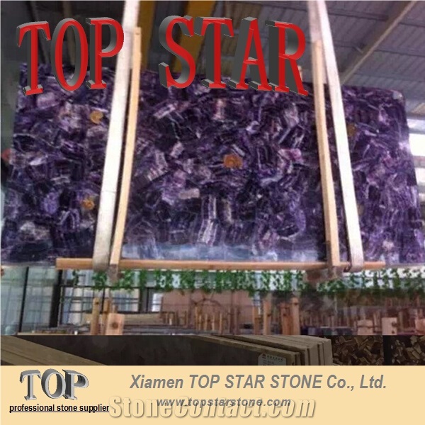 Luxurious Translucent Purple Agate Purple Semiprecious Onyx Slab