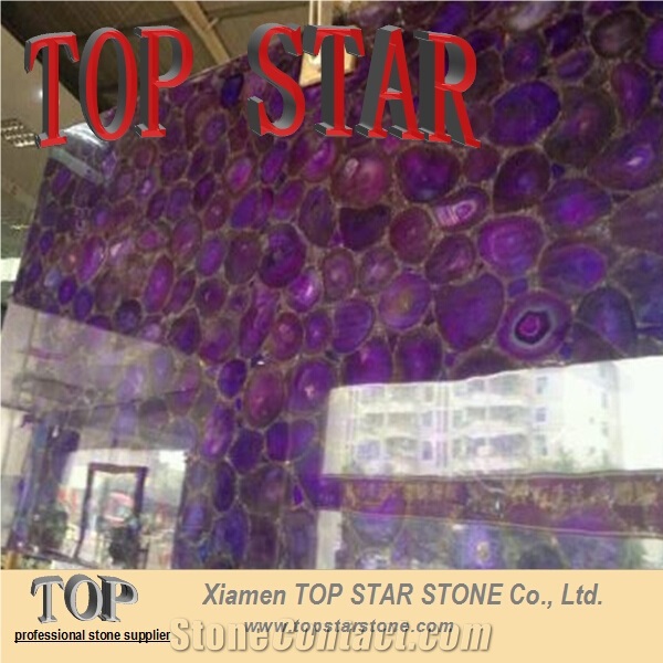 Luxurious Translucent Purple Agate Purple Semiprecious Onyx Slab
