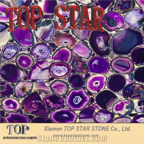 Luxurious Translucent Purple Agate Purple Semiprecious Onyx Slab